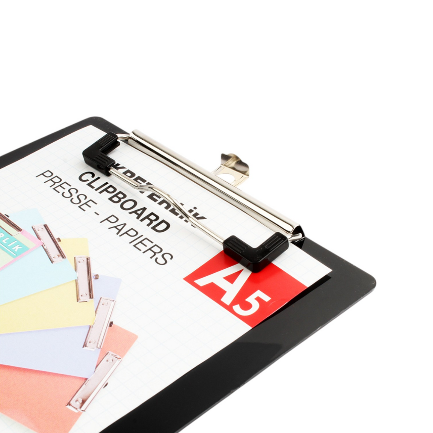 Colored Plastic Clipboard with Paper Clip, A5 170 gm