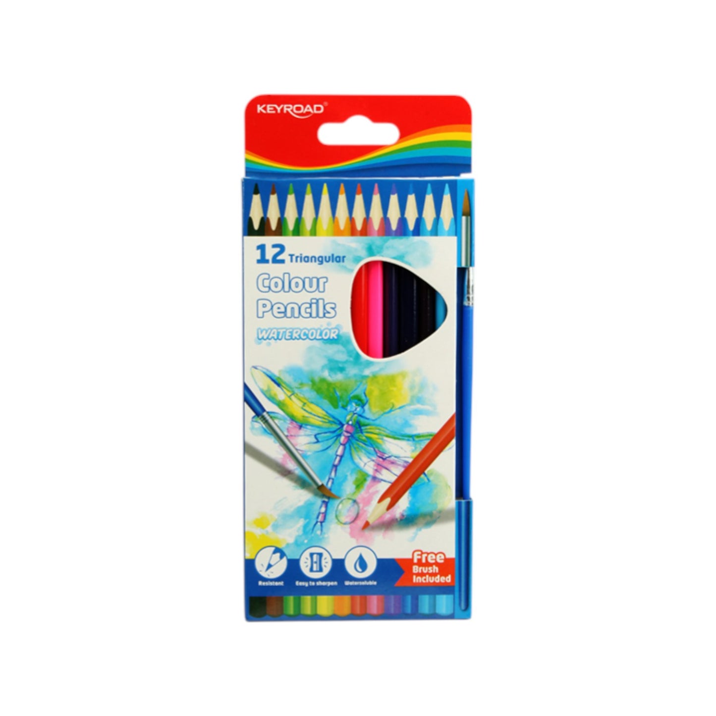 Keyroad Wooden Pencils 12 watercolors + brush