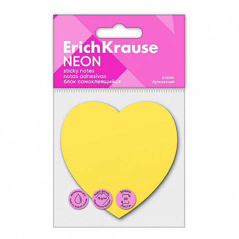 Erich Krause Sticky Notes - Neon Heart Shape 50 Sheets - Model 61725