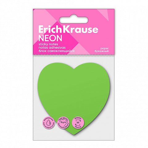 Erich Krause Sticky Notes - Neon Heart Shape 50 Sheets - Model 61725