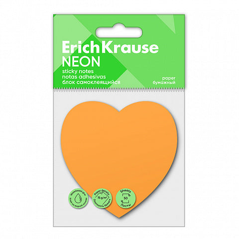 Erich Krause Sticky Notes - Neon Heart Shape 50 Sheets - Model 61725