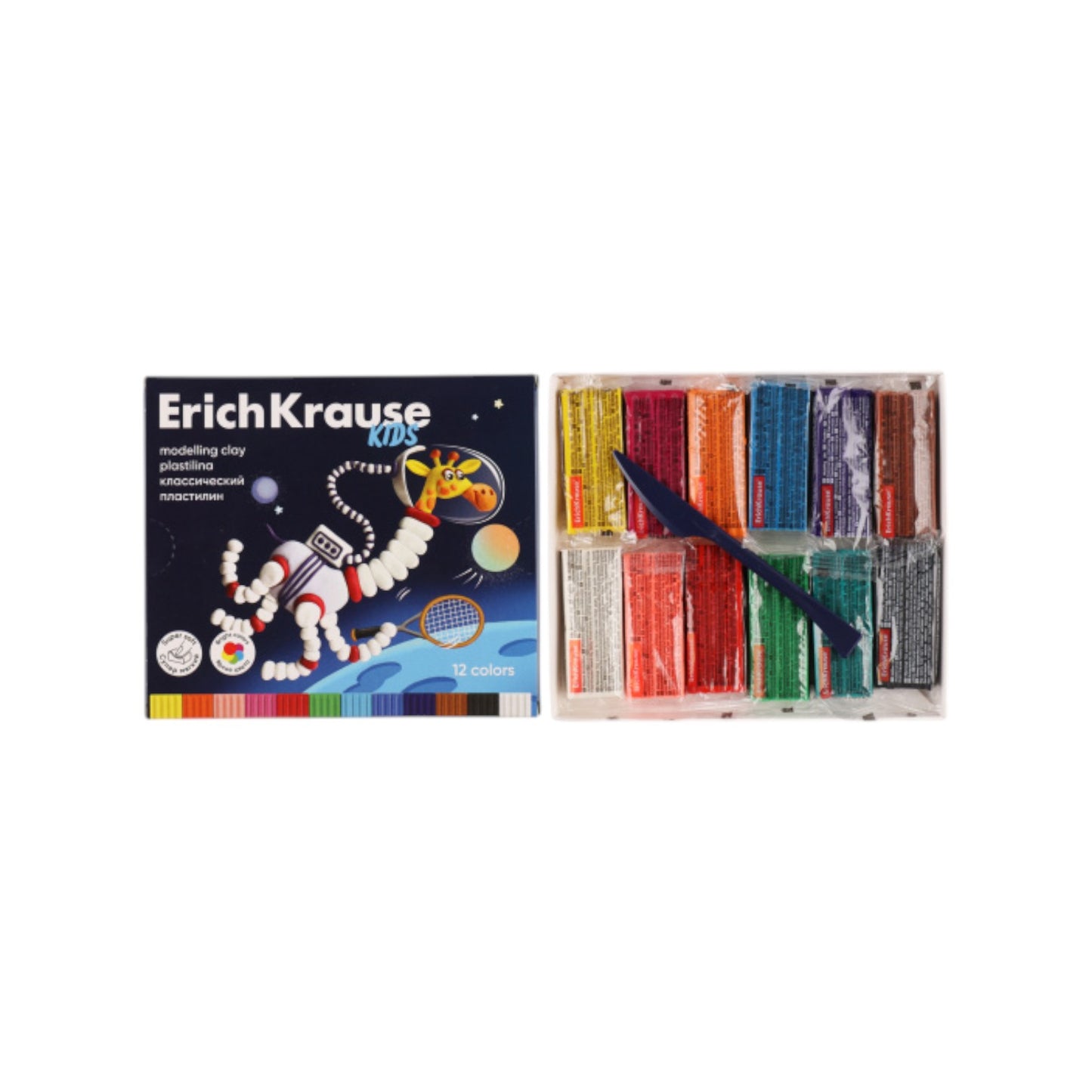 Erich Krause Colored Clay 12 Pieces with Modeling Tool 216g