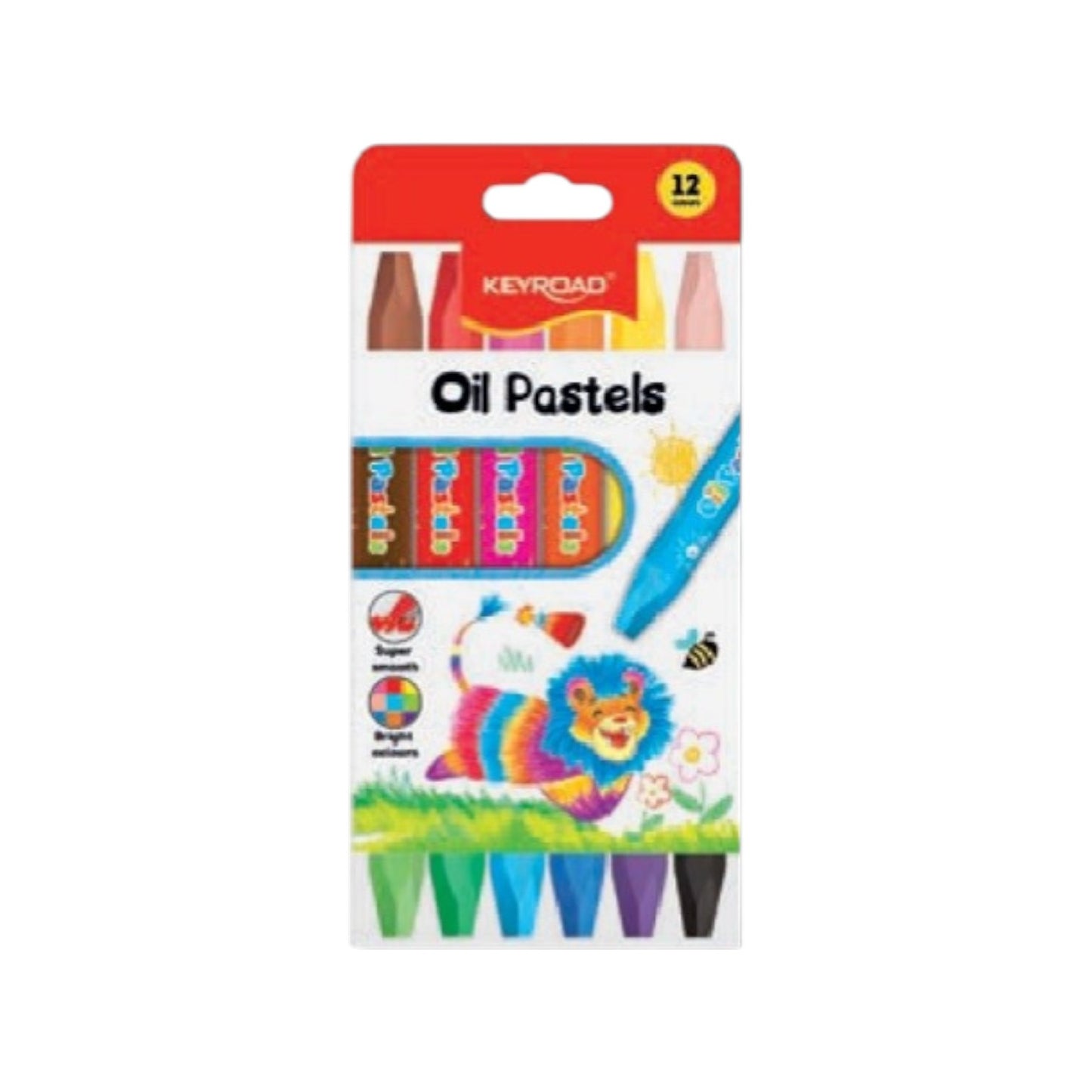 Keyroad Oil Pastel Set, 12 Colors, Hexagonal Shape