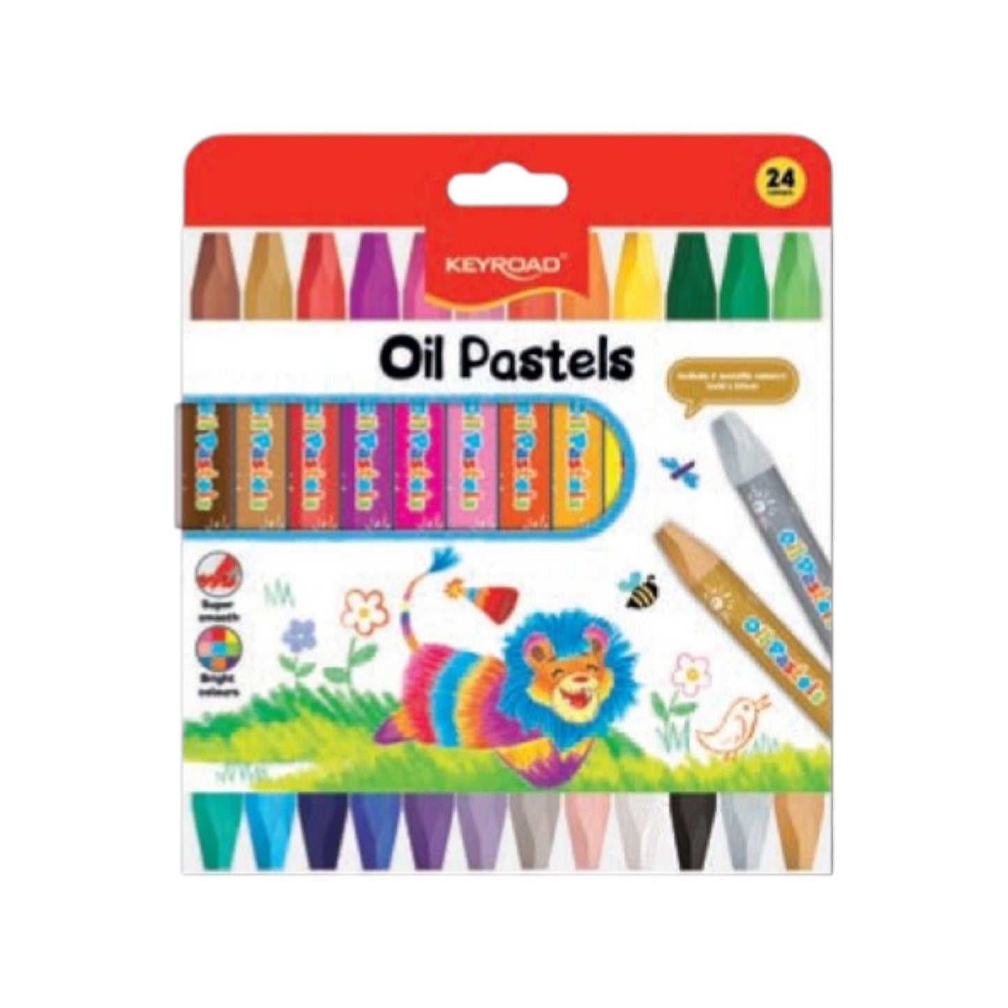 Keyroad Oil Pastel Wax Crayons Set, 24 Colors, Hexagonal Shape