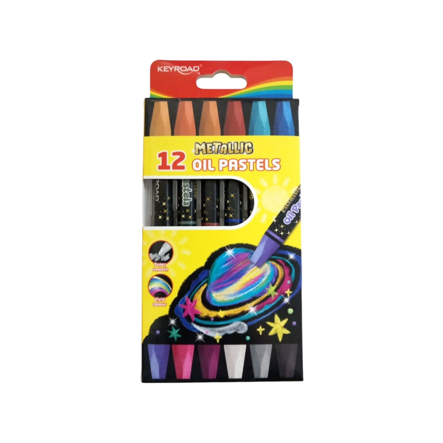 Keyroad Metallic Oil Pastel Set, 12 Colors, Hexagonal Shape
