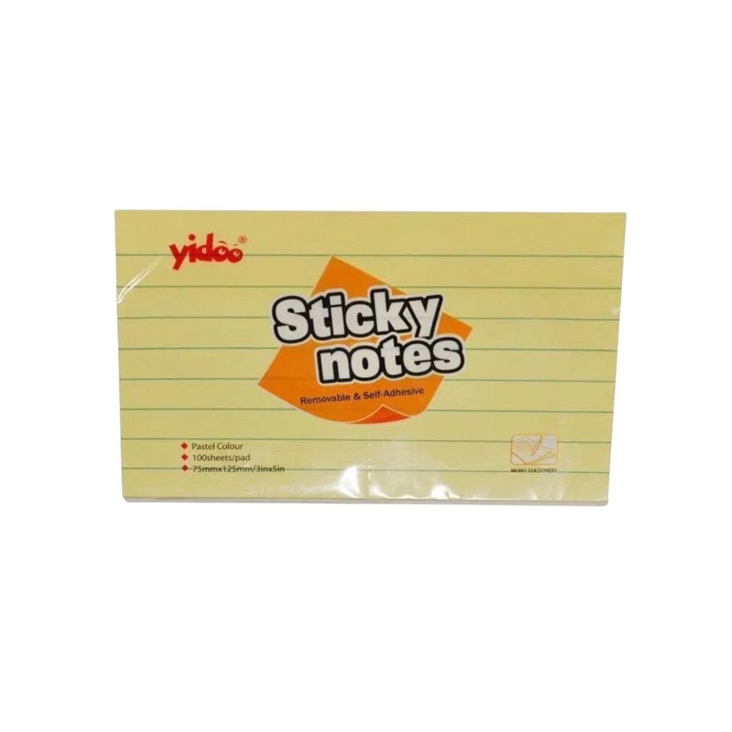 Yidoo Lined Yellow Sticky Notes 125 × 75 mm 100 Sheets Model SN3640