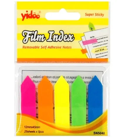 Post-it arrow index tabs in 5 neon colors, size 45 × 12 mm, 125 sheets - Yidoo