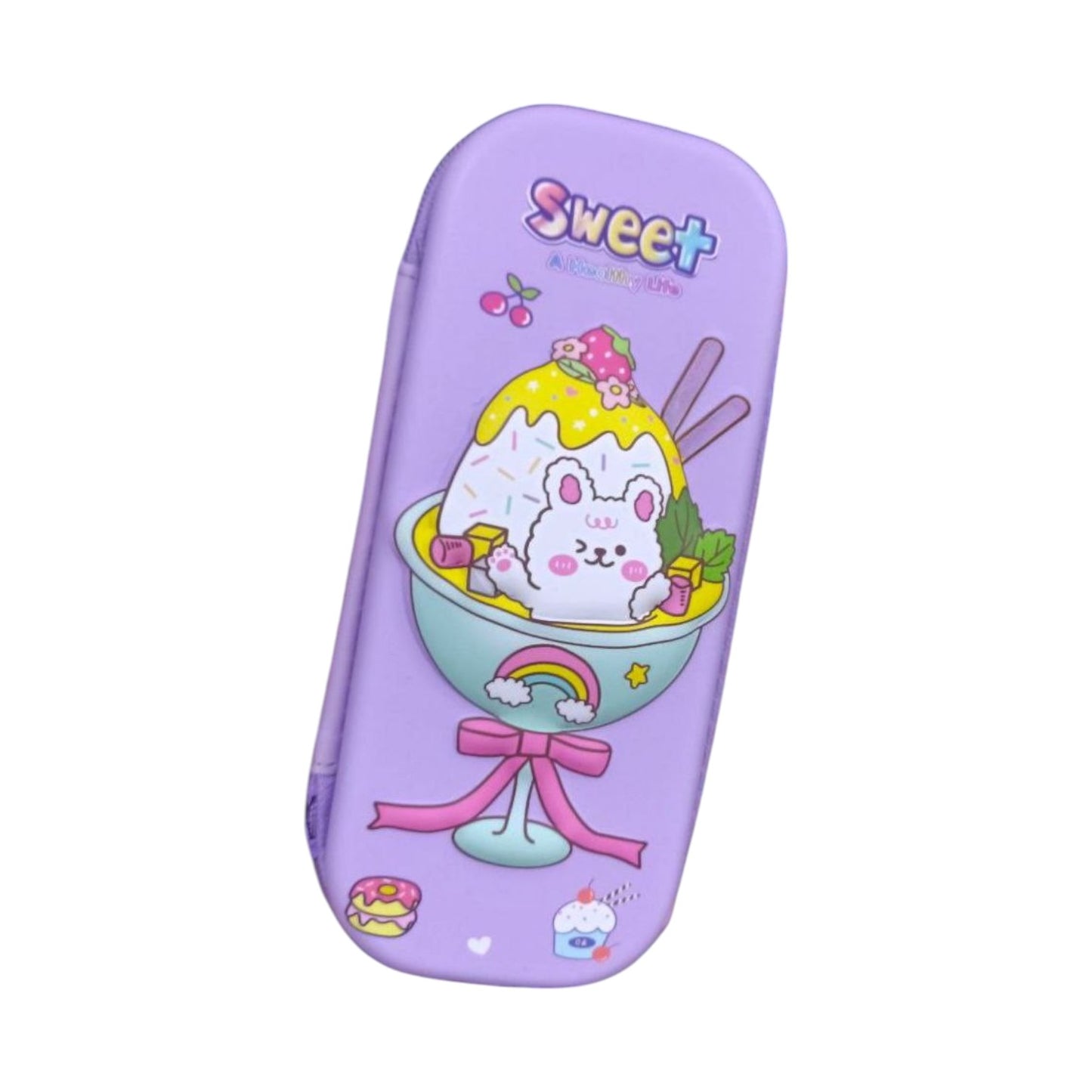 Printed Plastic Pencil case With Pen holder With Metal zipper