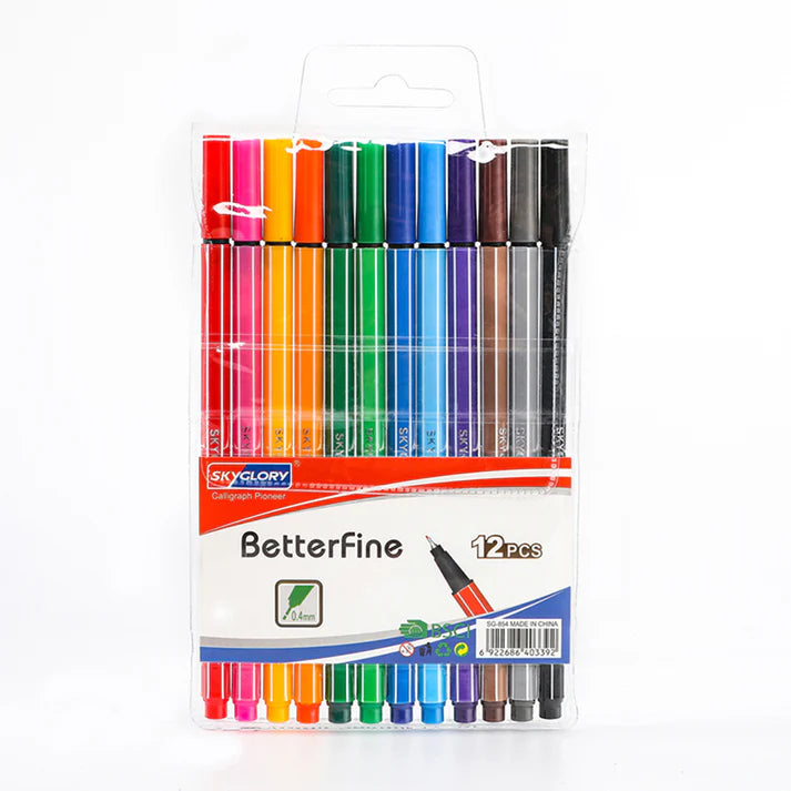 Sky Glory Colors 0.4mm Water-Resistant Fineliner Pens Set