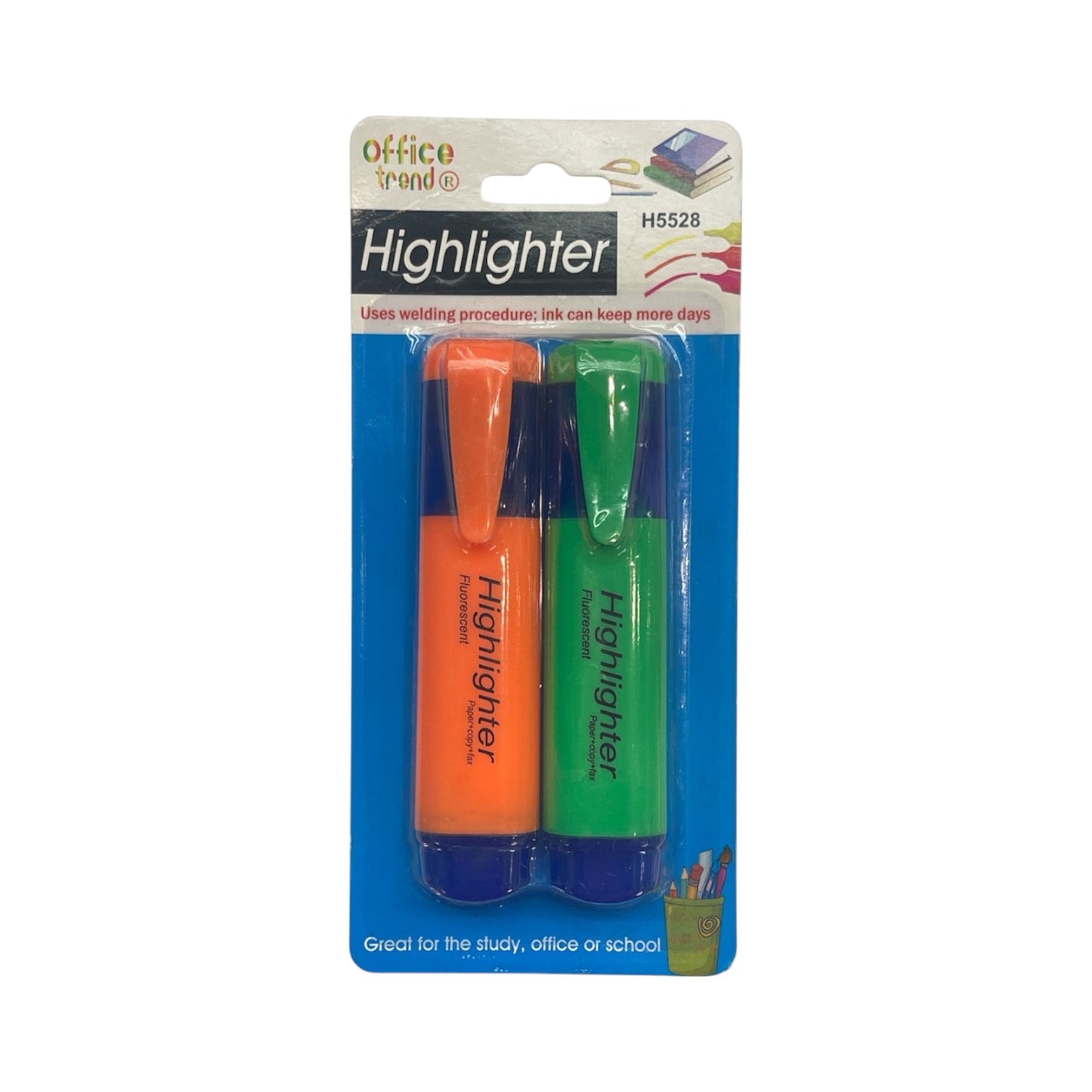 Fluorescent Pens Set of 2 Orange and Green 4mm