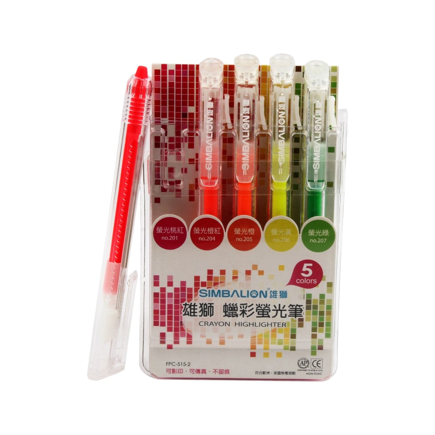 5 Colors Push Up Wax Crayons Highlighter Set - Simbalion