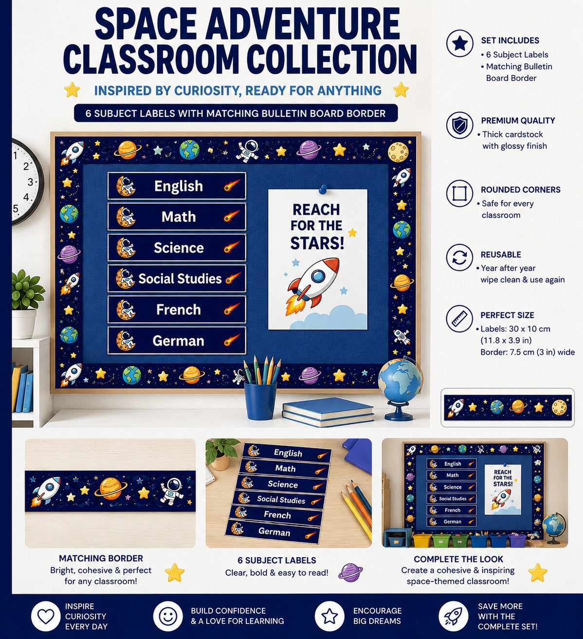 Space Adventure Subject Labels – Set of 6