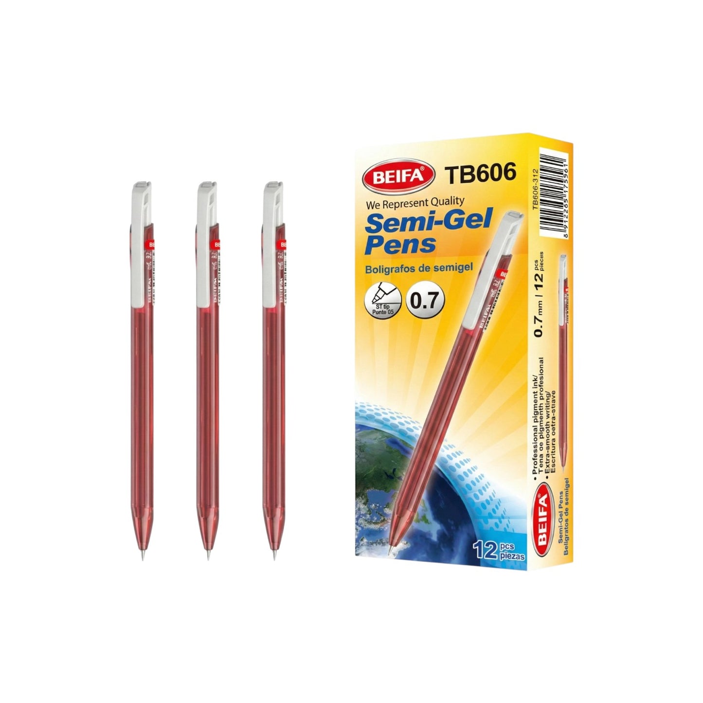 Semi-Gel Pen 0.7 mm with Push Button – Beifa Model TB606