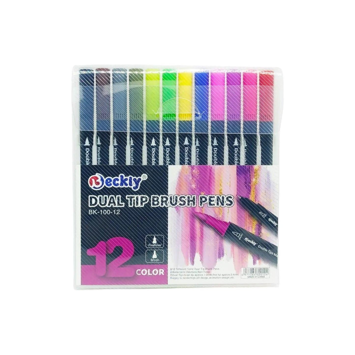 Dual Tip Brush Pens, 12 Colors