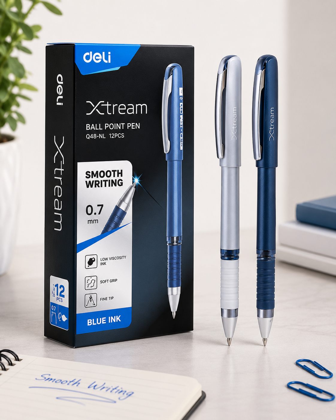 Deli Xtream Ballpoint Pens Featuring a 0.7mm Fine Tip Q48-NL,