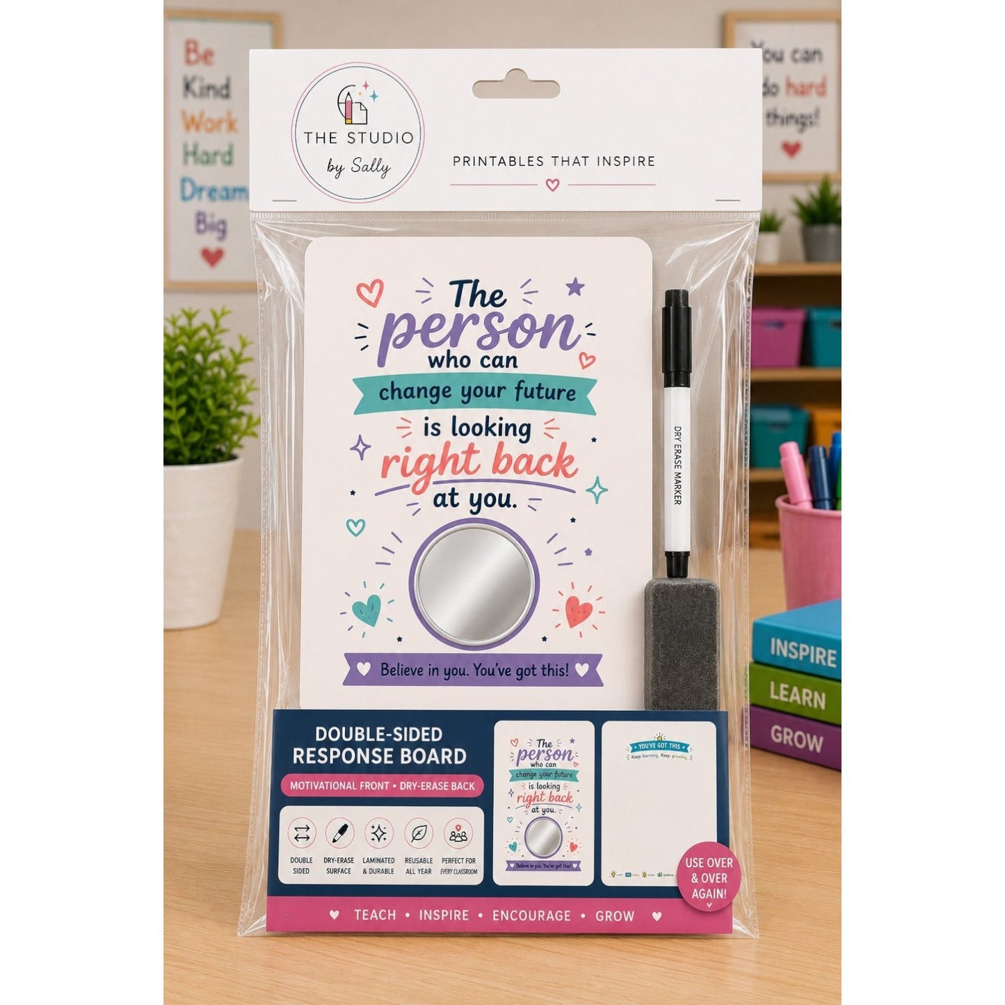 Mirror Motivation Dry-Erase Response Board | Laminated Student Gift | Pack of 15