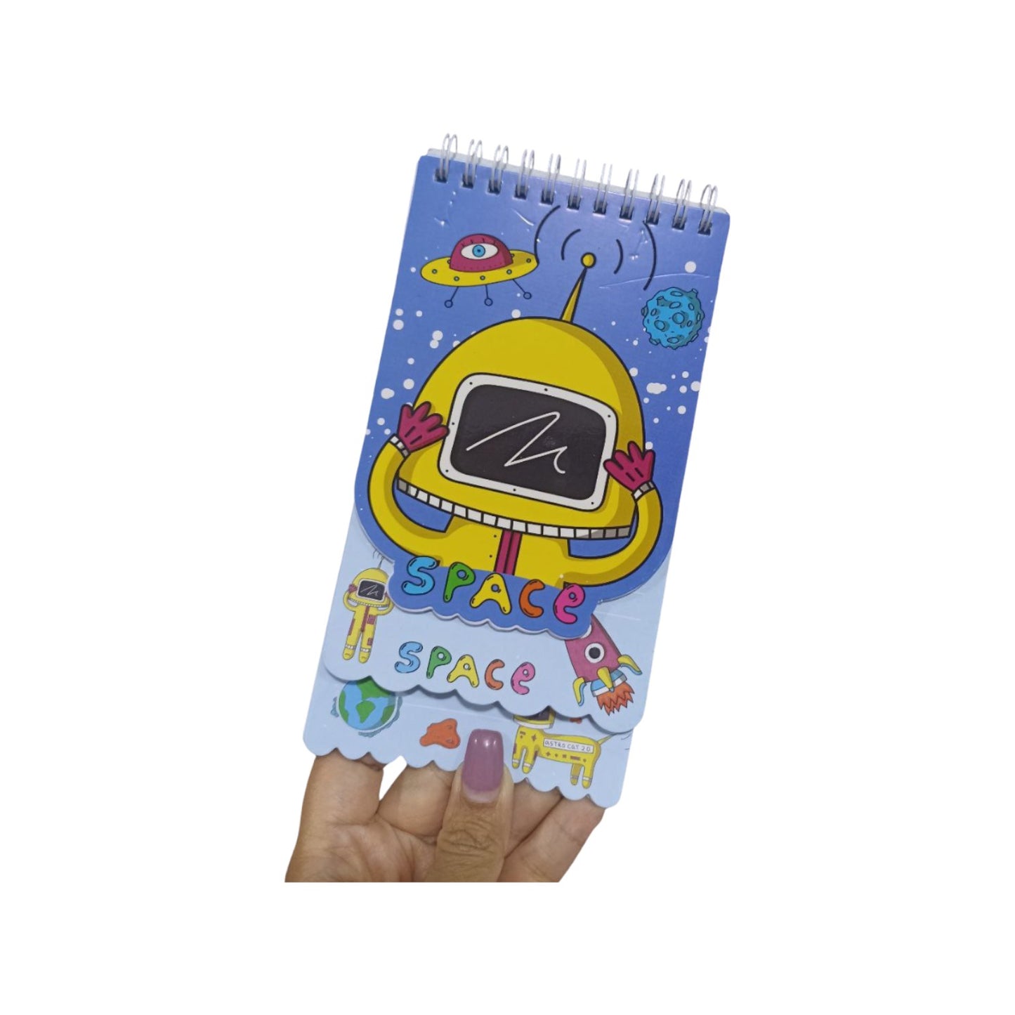 Notebook with wired binding and divided into 3 levels