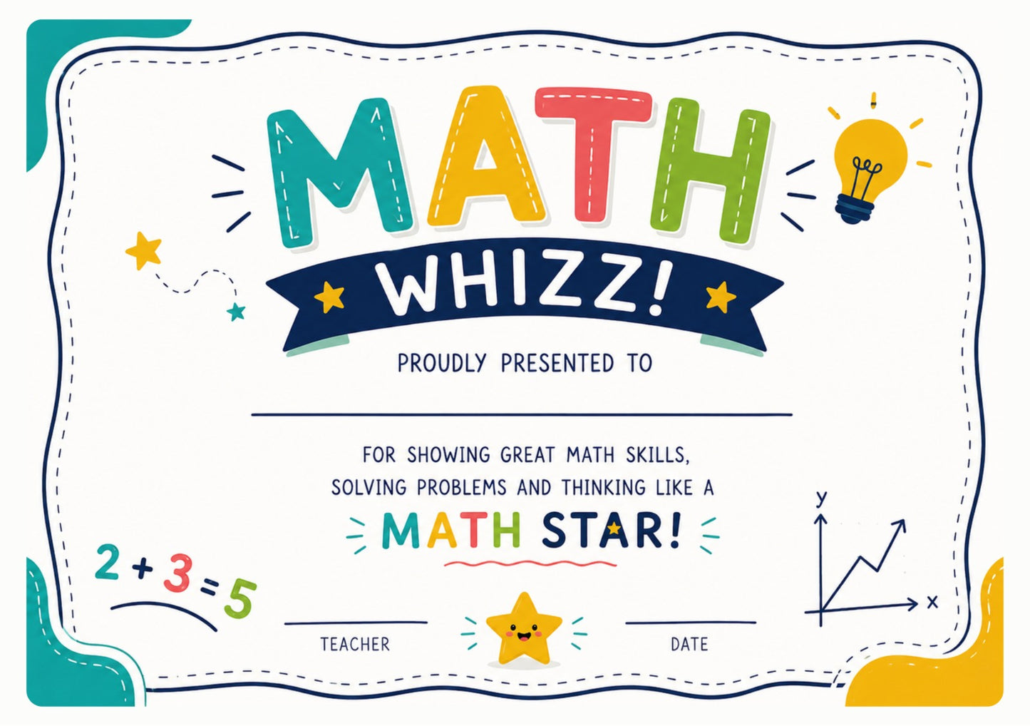 Math Star Certificate - Pack of 20