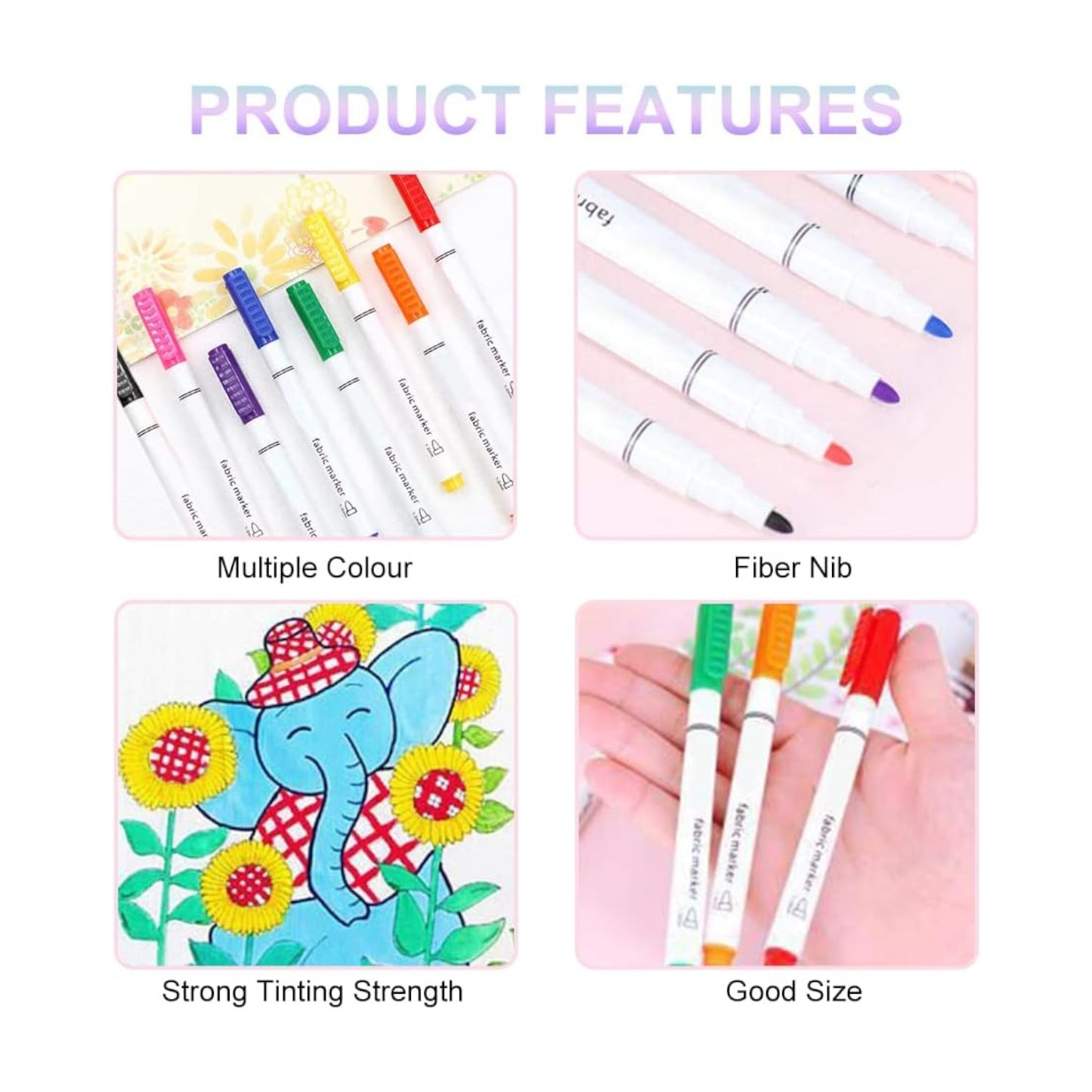 Permanent Fabric Markers for Cloth, 8 Colors