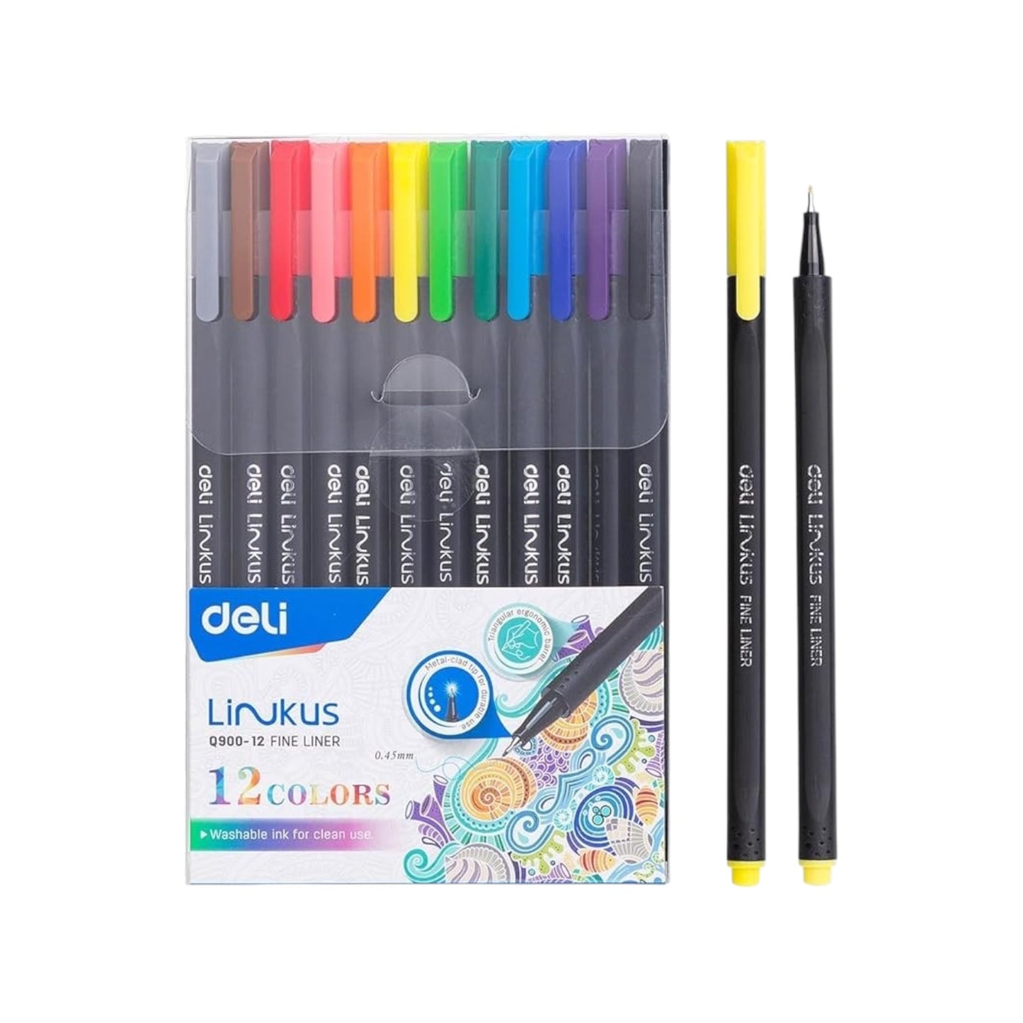 Deli q900-06 fine liner, 0.45 mm 6/12 colors