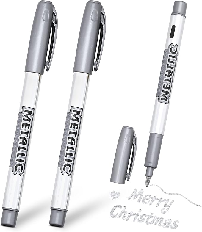 Silver Ink Metallic Marker Pens