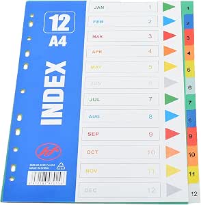 File Dividers 12 Tabs Numbered
