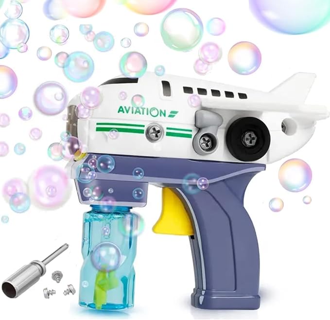 2-in-1 Assembling Bubble Blower with Music & Light, Includes 2 Bottles Refill