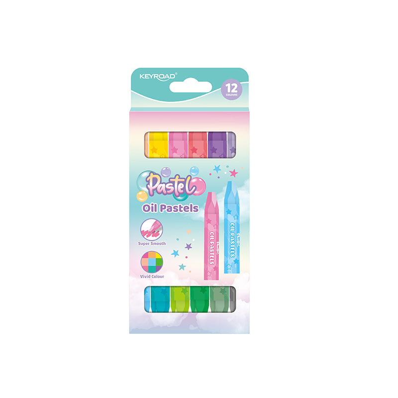 Keyroad Oil Pastel Set, 12 Colors, Hexagonal Shape