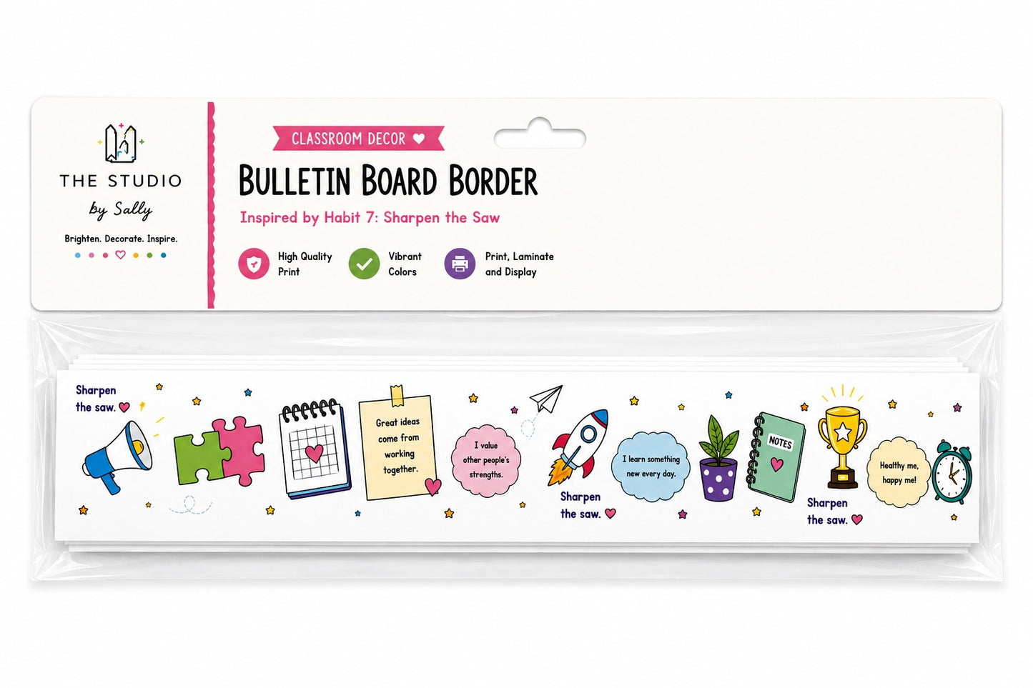 Growth & Leadership Bulletin Board Border – Inspired by The 7 Habits of Happy Kids