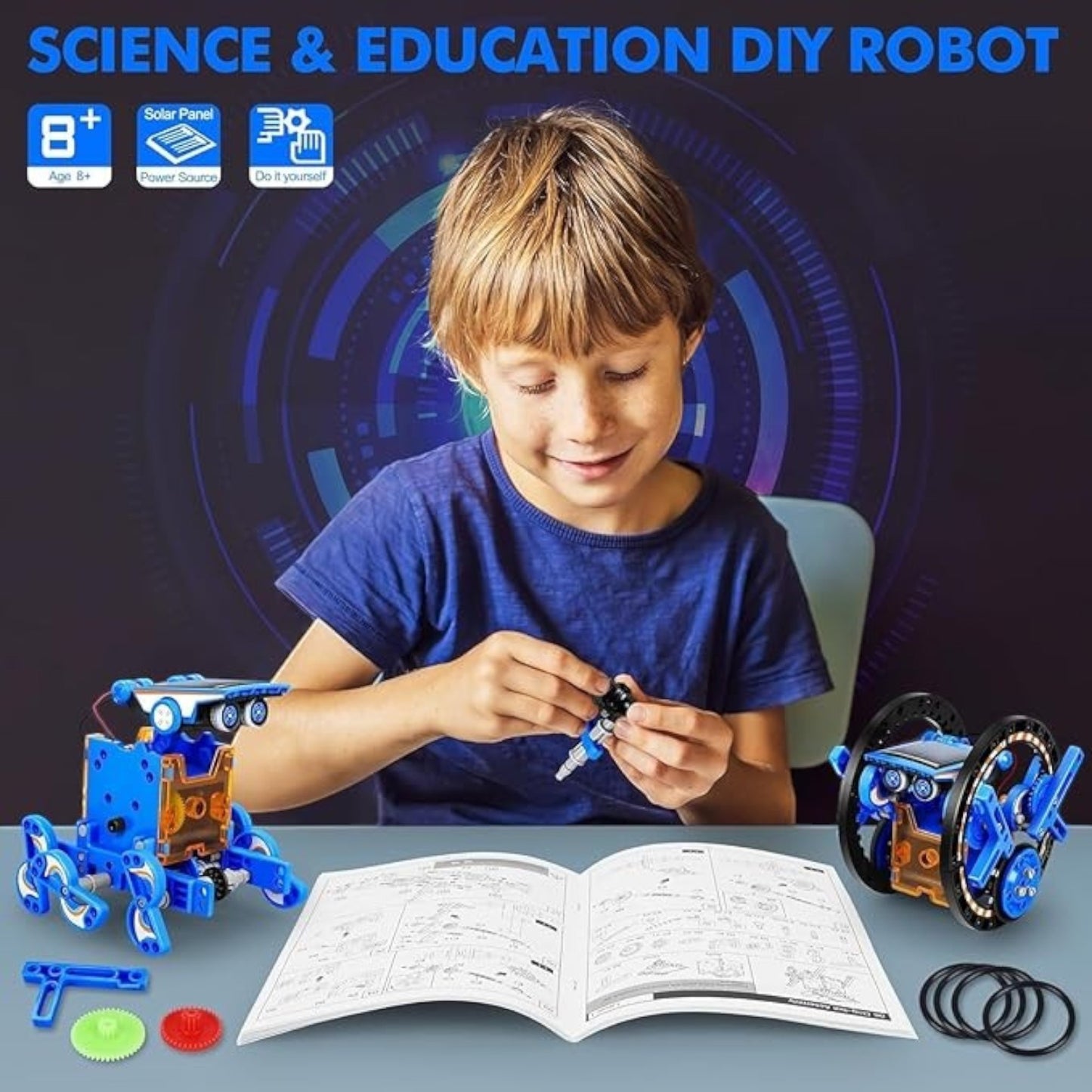 STEM 13-in-1 Solar Robot Building Science Kit Blue