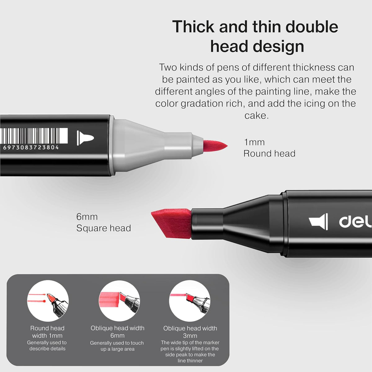 40 Deli Sketch Marker Set, Various Colors and Shades, Double Tip