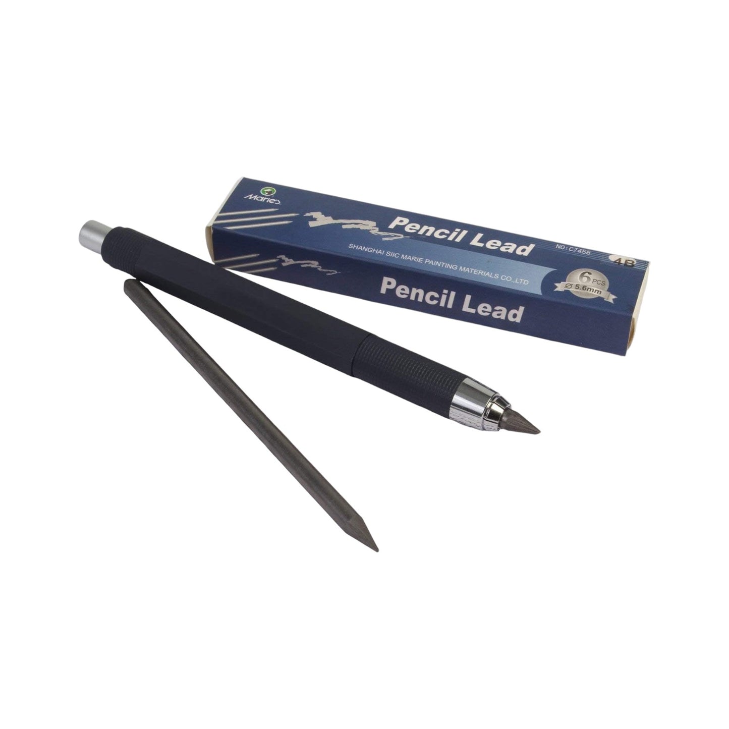 Set of 1PCS 4 IN 1 Mechanical Pencil with Clutch Mechanism for 2B, 4B, 6B, 8B Leads + 6 Lead Refills (4B/5.6mm)