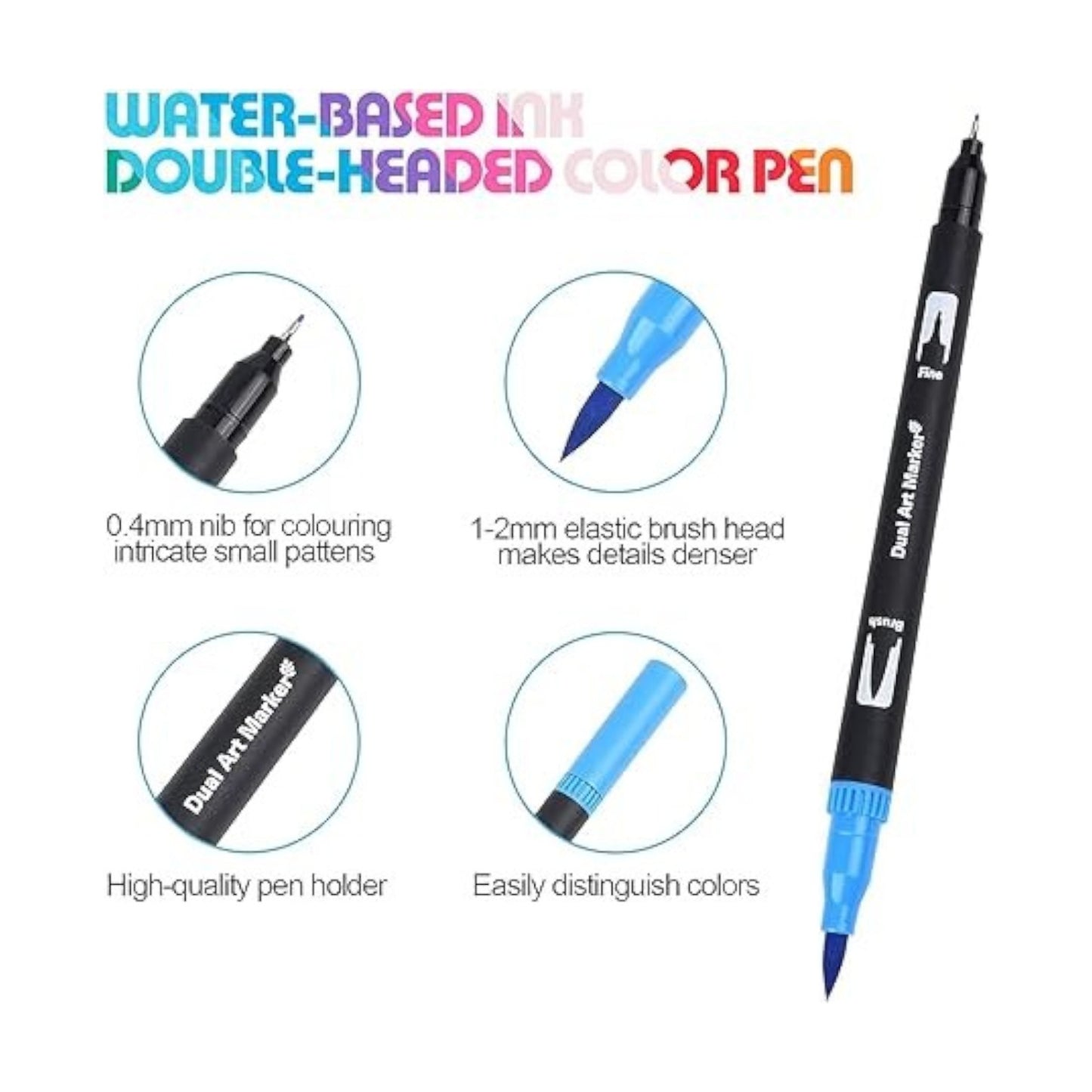 Dual Brush Pen Set, 36 Colours Brush Pens with Two Tips