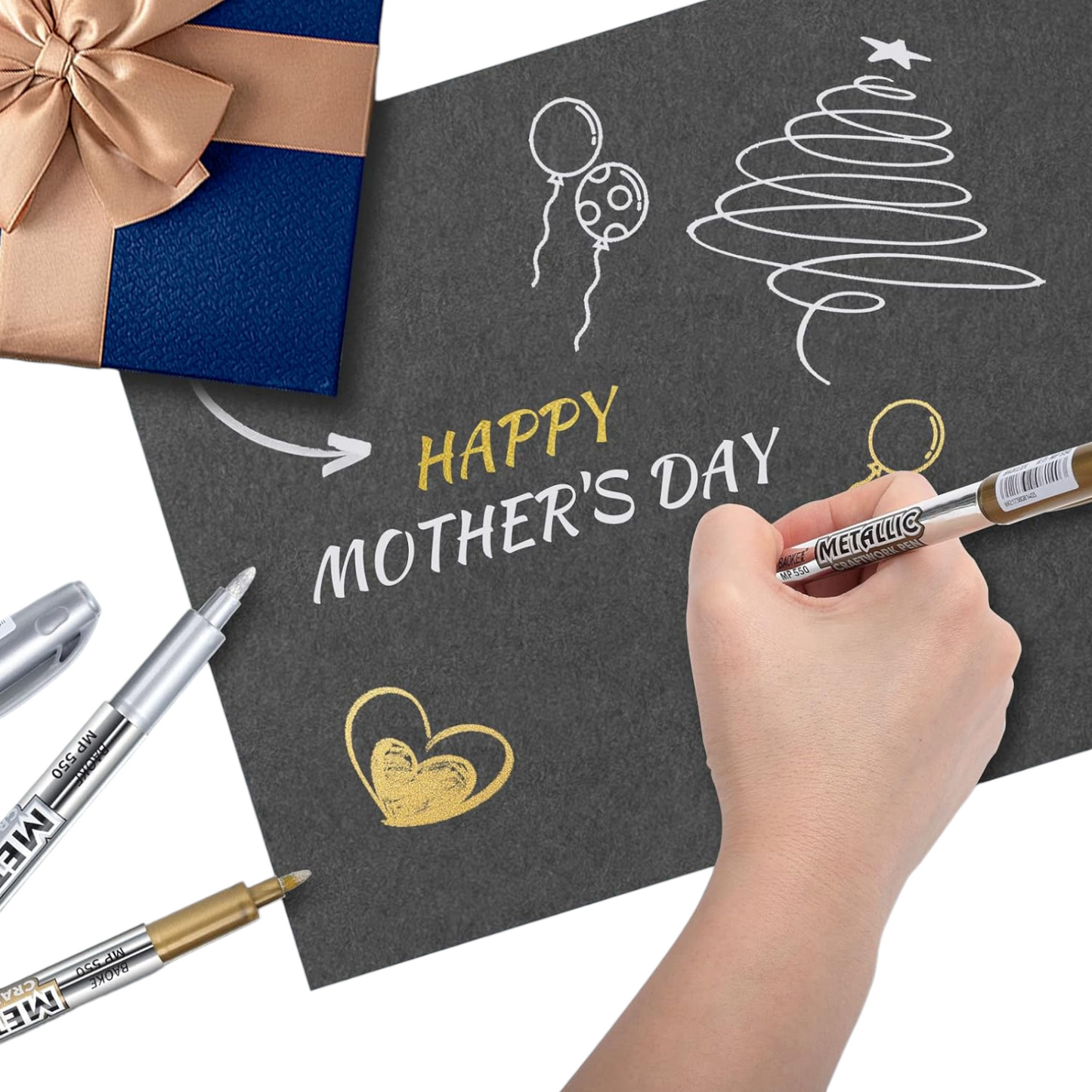 Gold Pens Silver Pen Metallic Marker, 5pcs Permanent Markers