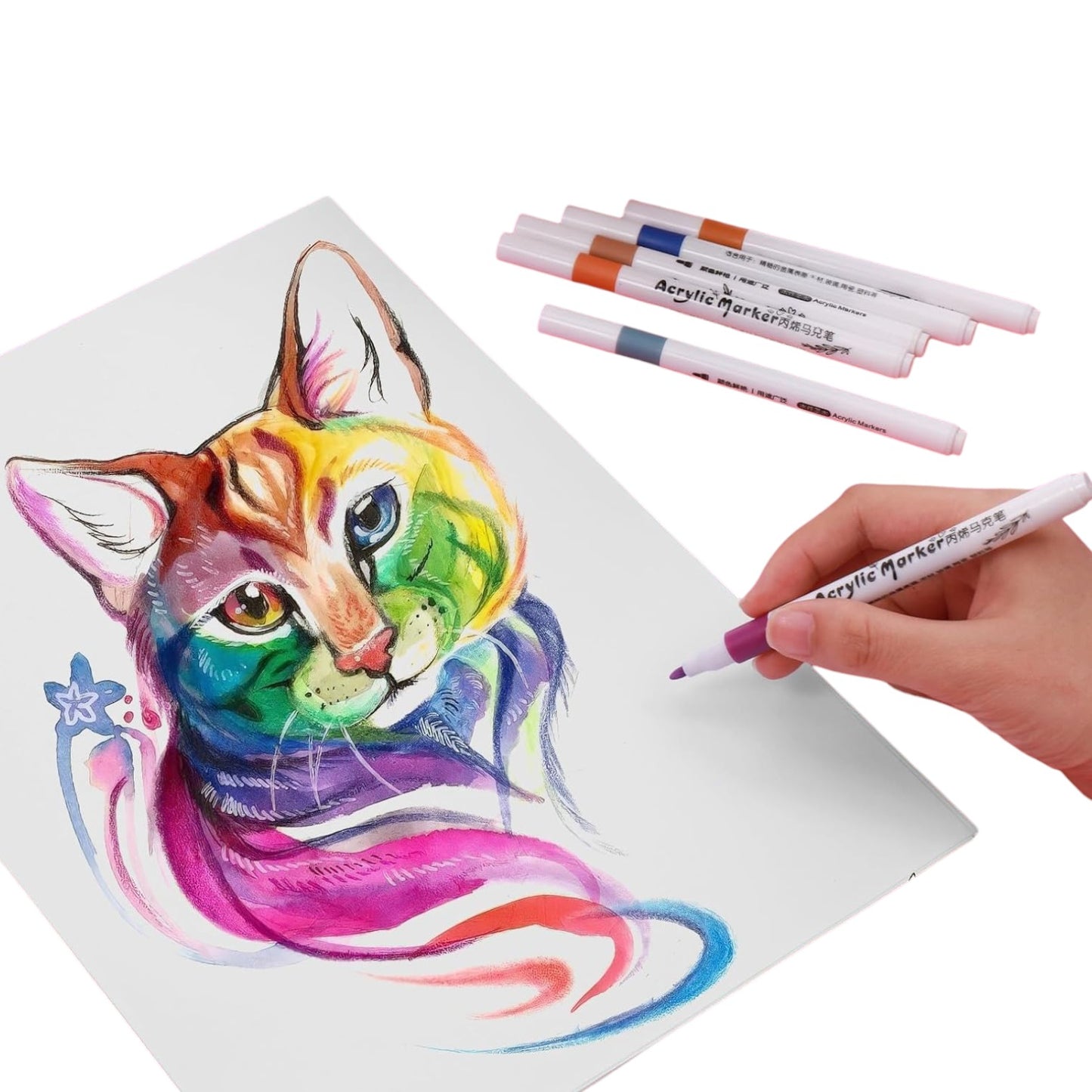 60 Colours Acrylic Paint Pens Markers, Acrylic Paint Pens for Painting Rock, Wood, Metal, Canvas, Fine Tip