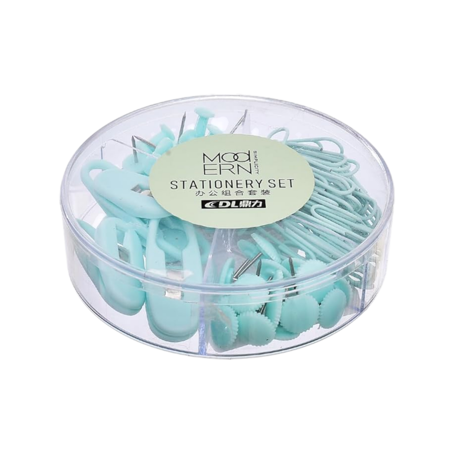 Dingli DL2275 Stationery Set of 94 Pieces (4 Plastic Clips, 20 I-Pins, 20 Toothed Pins, and 50 Paper Clips 33mm)