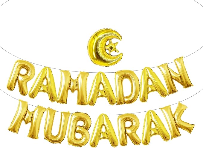 Ramadan Mubarak Balloons - 2pcs Set: Banner