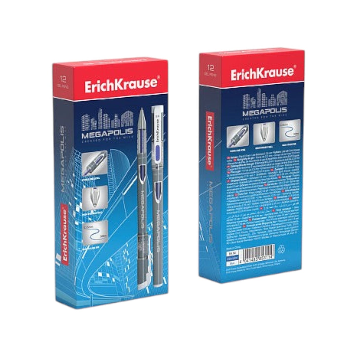 Erich Krause Mega Polis Blue Gel Pen 0.5 mm Model 92
