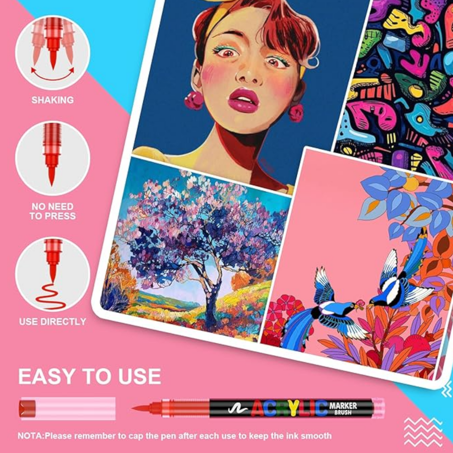 120 Colors Acrylic Paint M1arkers, Soft Brush Tip Pens