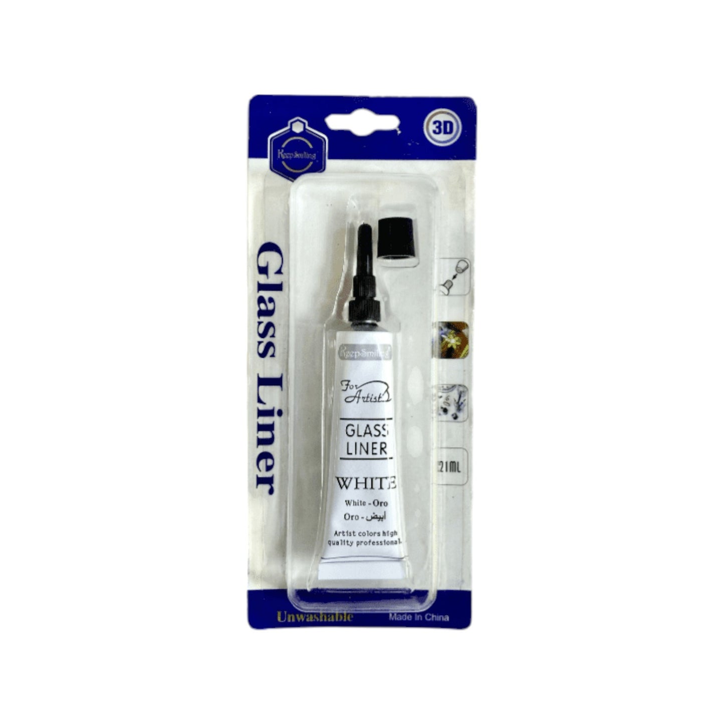 Black Glass Liner 21 ml Tube – Keep Smiling White
