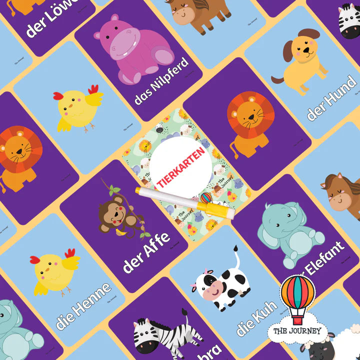 Animal Flashcards Set (4 Languages)