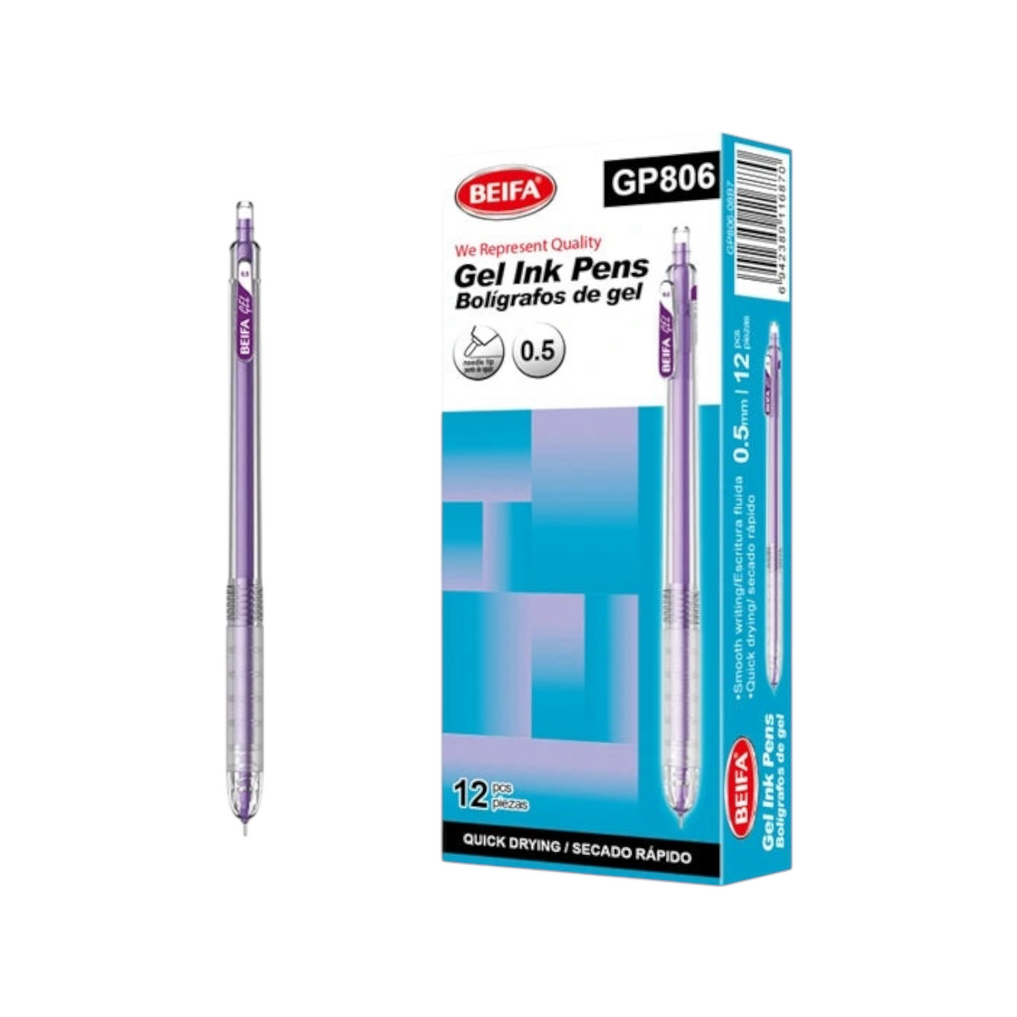 Automatic blue gel pen 0.5 mm GP806 756211 Beifa - 1 Pen