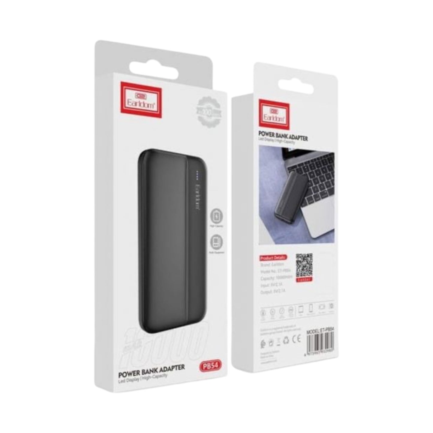 Earldom 10000mAh Power Bank 22.5W LED - Black