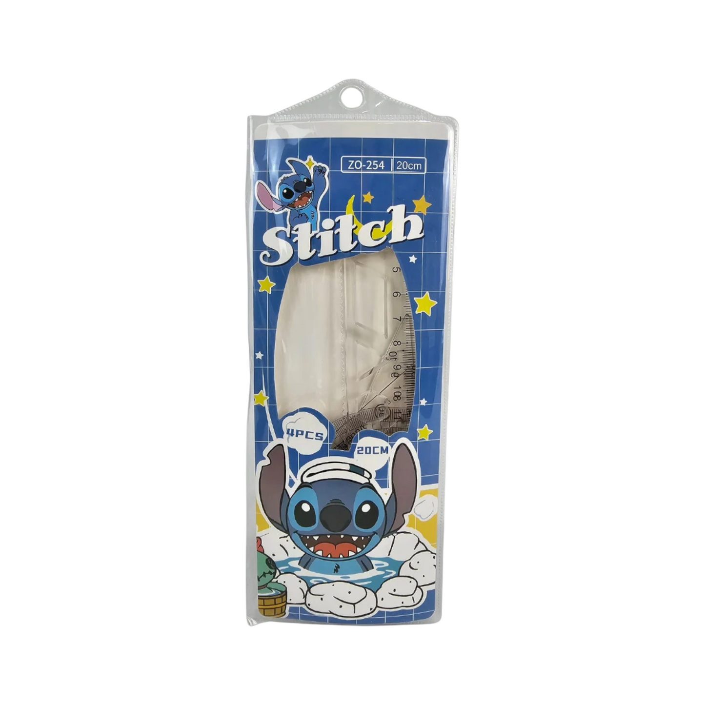 1/4pcs Disney Stitch Clear 4 Pieces Ruler Set