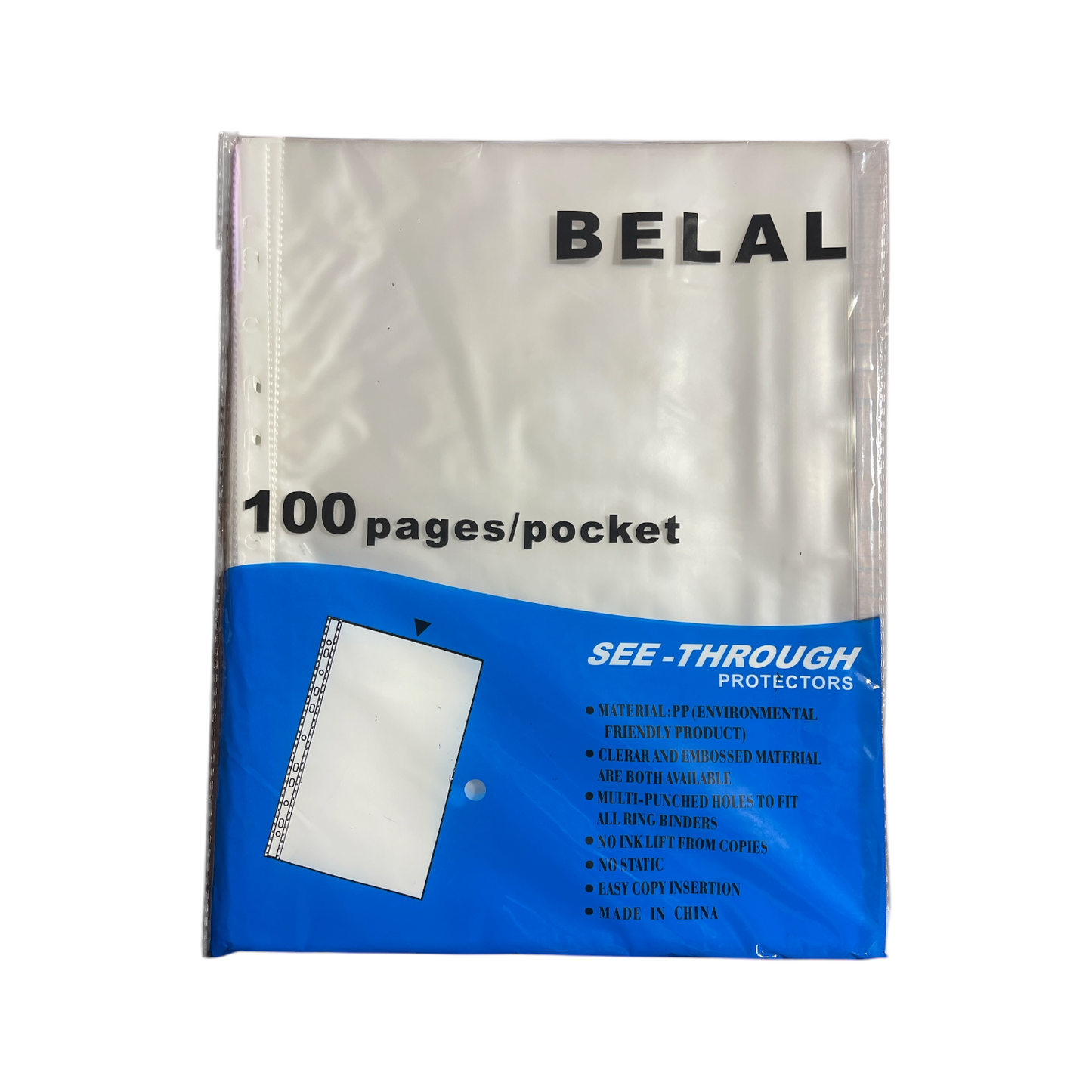 Belal 1140 Transparent Pocket File High Quality A4 100 Sheets