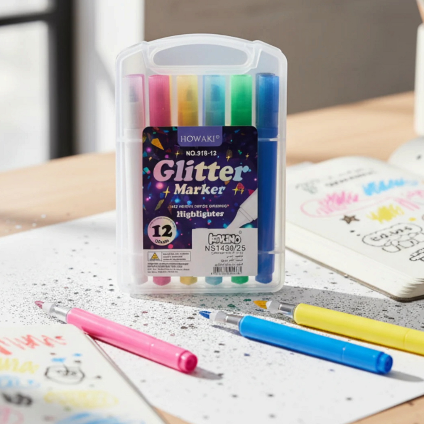 Glitter Marker No.919-12 Highlighter Pack of 12