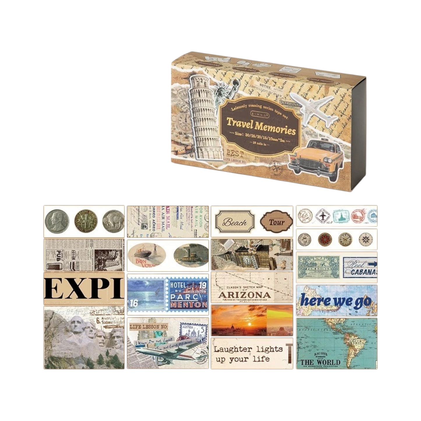 Vintage Washi Tape Scrapbooking Stickers Pack of 18