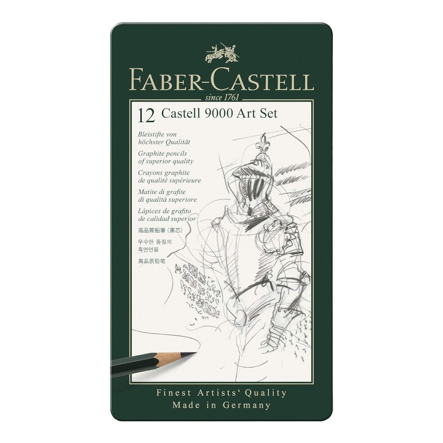 Faber-Castell 9000 Graphite Pencils - Set of 12 in Metal Box