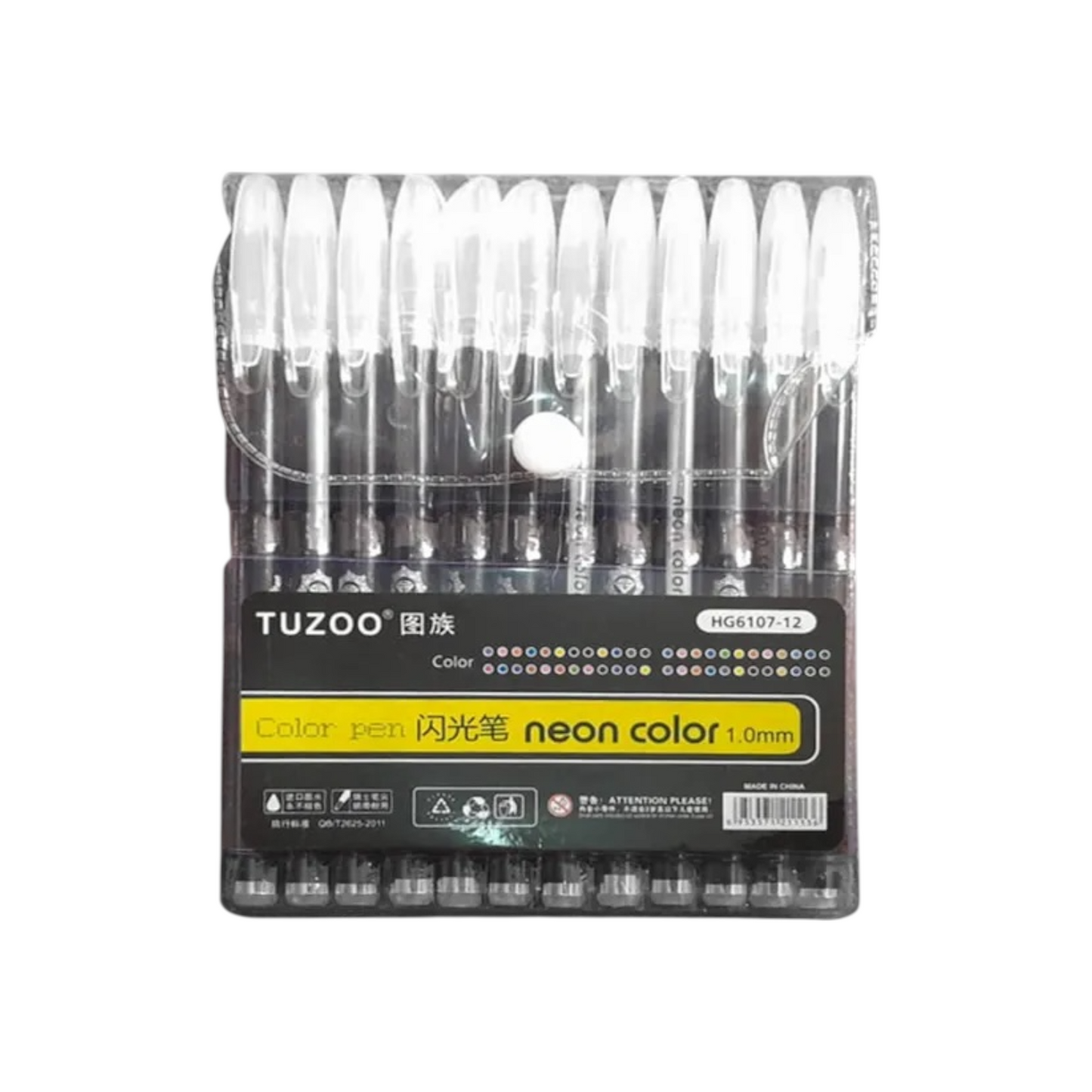 Tuzoo Set Of 12 Glitter Gel Pens ,Neon Color
