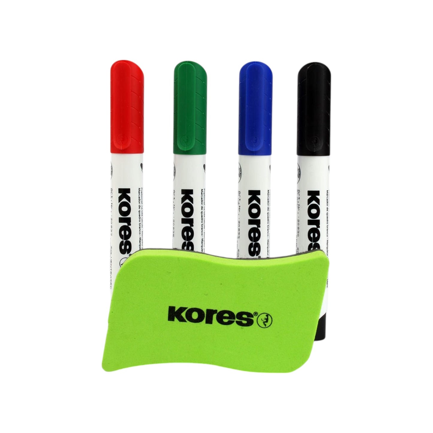 Kores Whiteboard marker Set round 4 colors + White Board Eraser